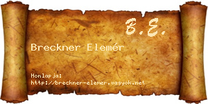 Breckner Elemér névjegykártya